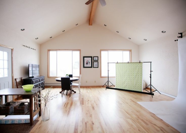 Beautiful home-style photo studio set up at home