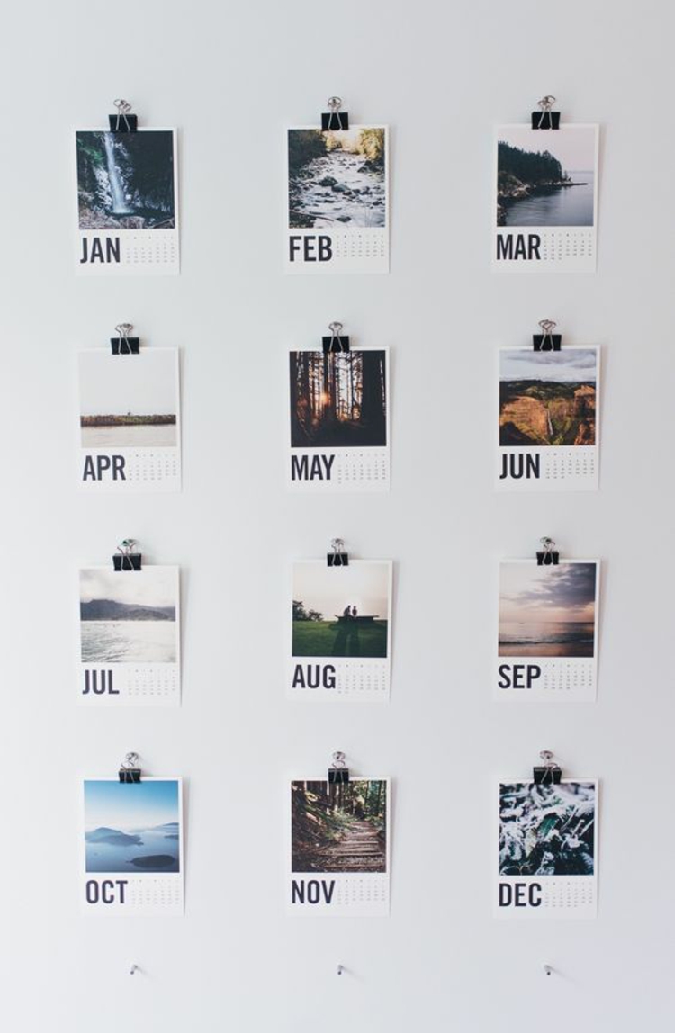 Ideer til fotovægkalendere gør væggen til at dekorere dig selv