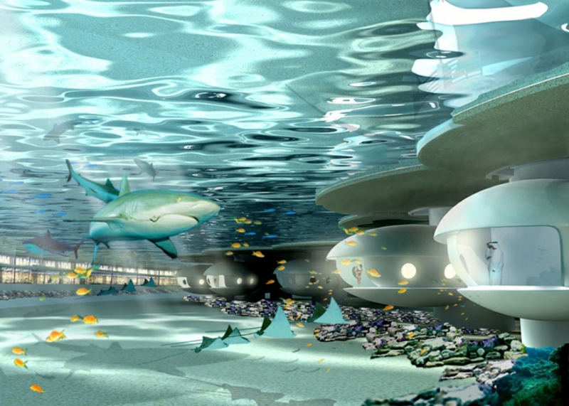 Futuristisk arkitektur Byg og lev undervandshotel