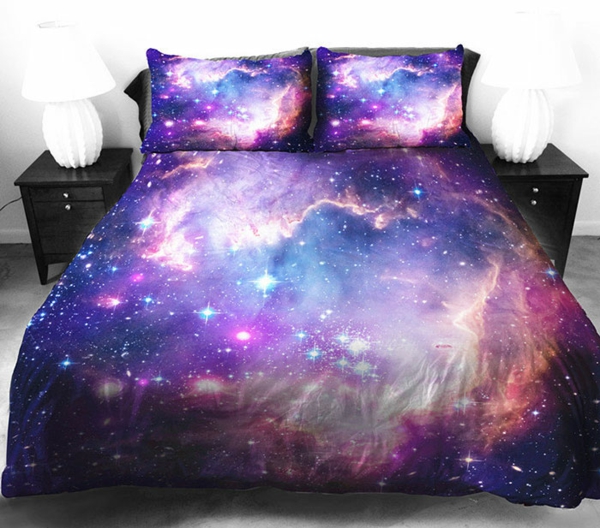 银河床单床单紫色蓝色