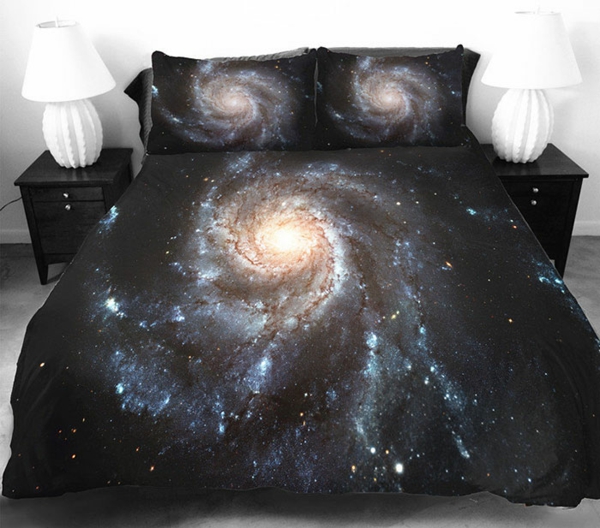 Galaxy sengetøy sengetøy universet svart overskyet tåke