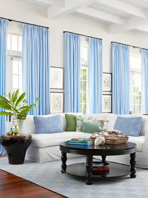 Gardin ideer gardiner vindu moderne designer blå salongbord