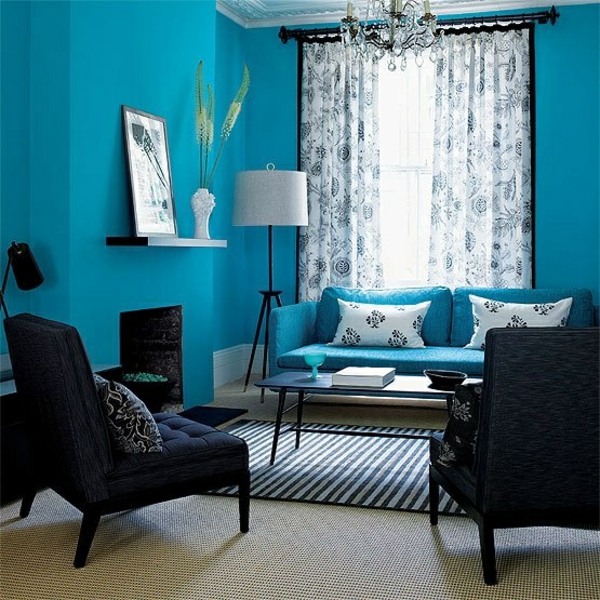 Cortinas cortinas ventanas diseñador moderno negrita azul