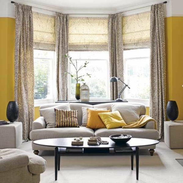 esquema de color amarillo Cortina de ideas cortinas ventana sala de estar