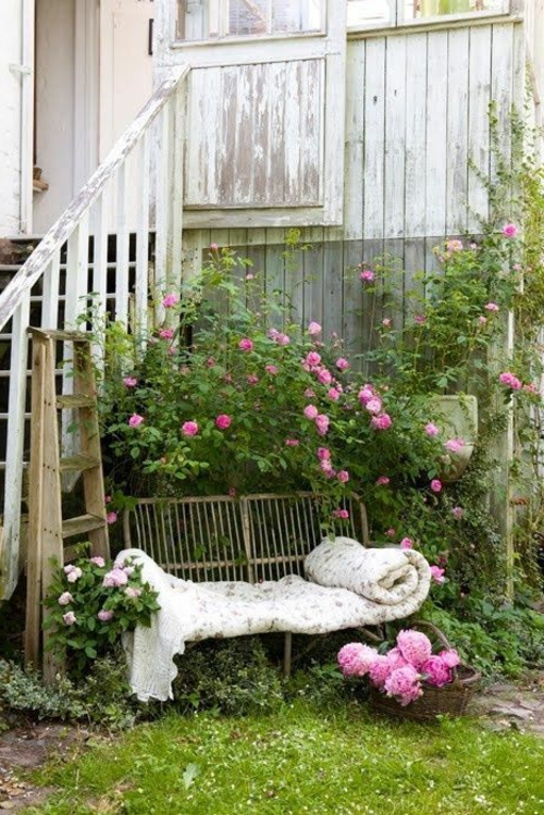 almohadillas rosas jardín banco mismo construir instrucciones