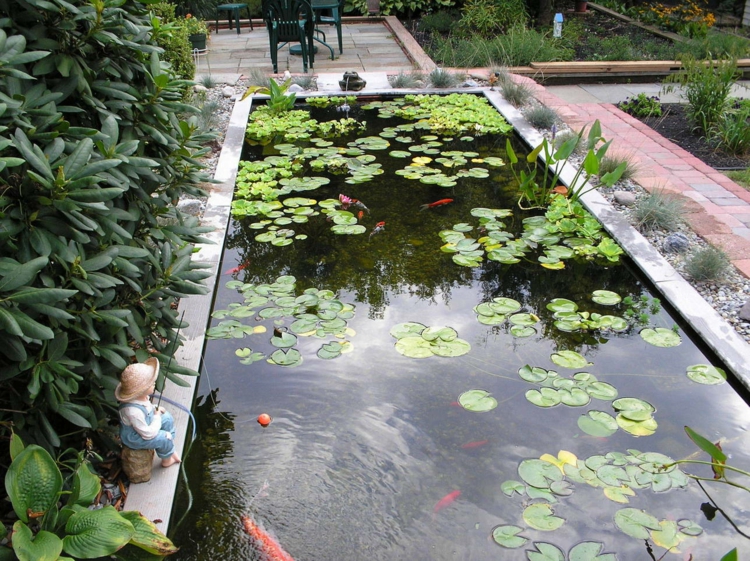 Photos d'étang de jardin Étang d'idées de jardin japonais avec des plantes aquatiques et poissons