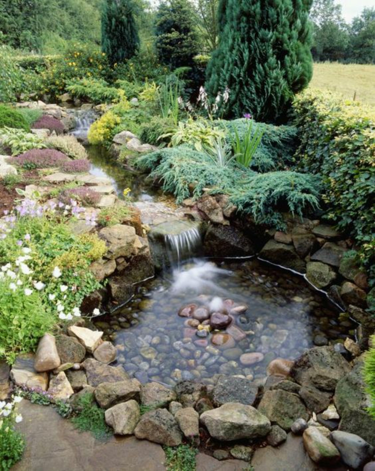 Les étangs de jardin images Pond créer des plantes de blocs de rivière
