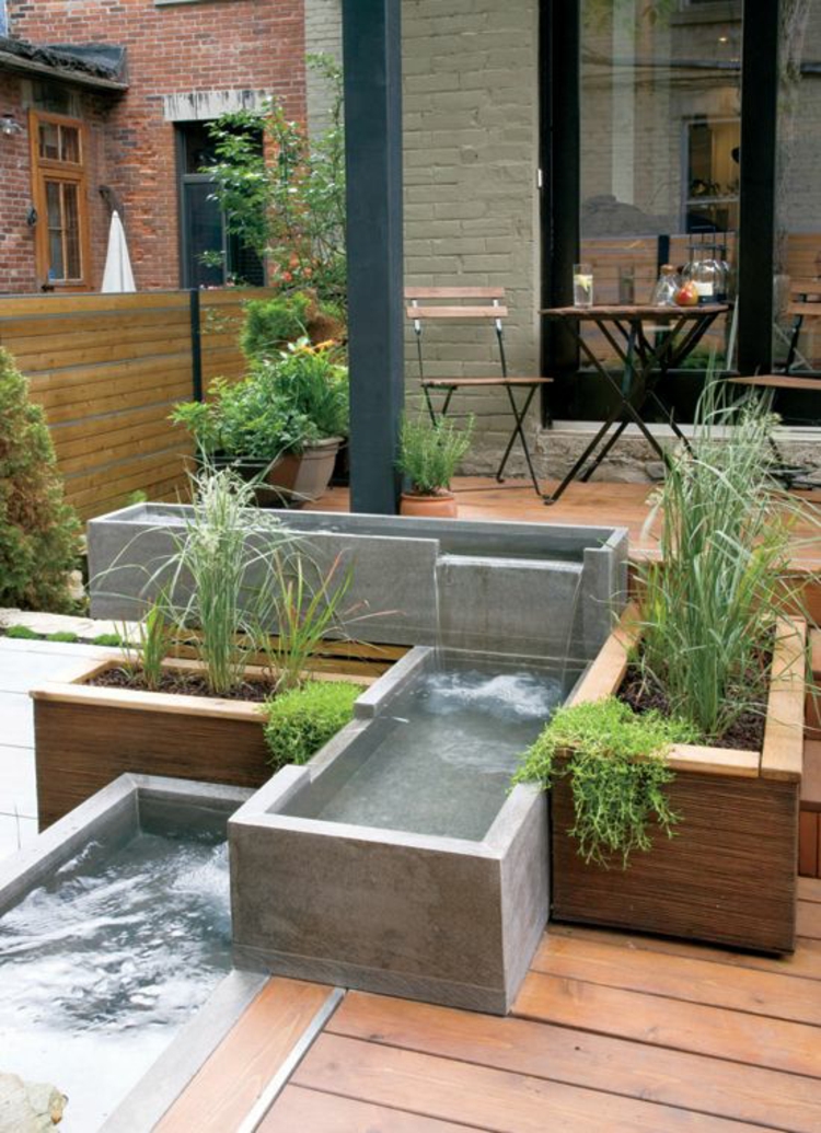 Les étangs de jardin images moderne conception de jardin plancher en bois béton étang
