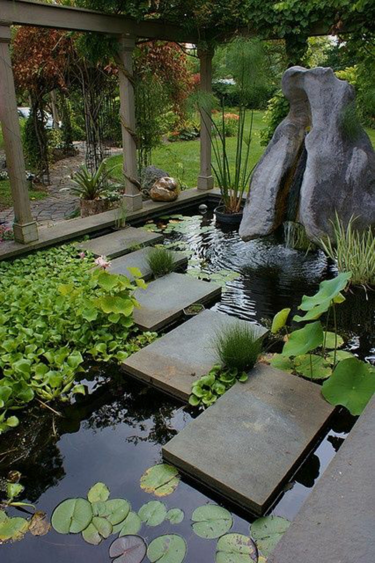 Les étangs de jardin Idées de jardinage Plantes aquatiques et figures de pierre