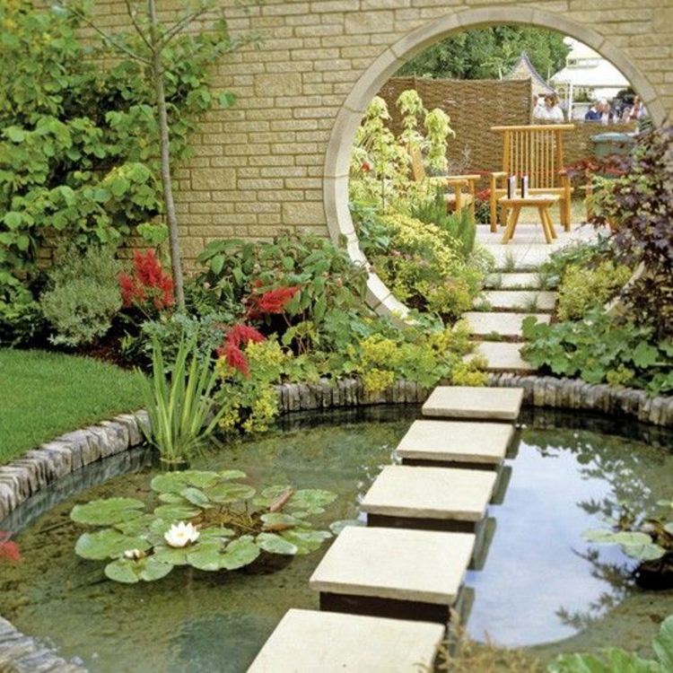 Étangs de jardin créatif idées de jardinage étang moderne avec des plantes aquatiques