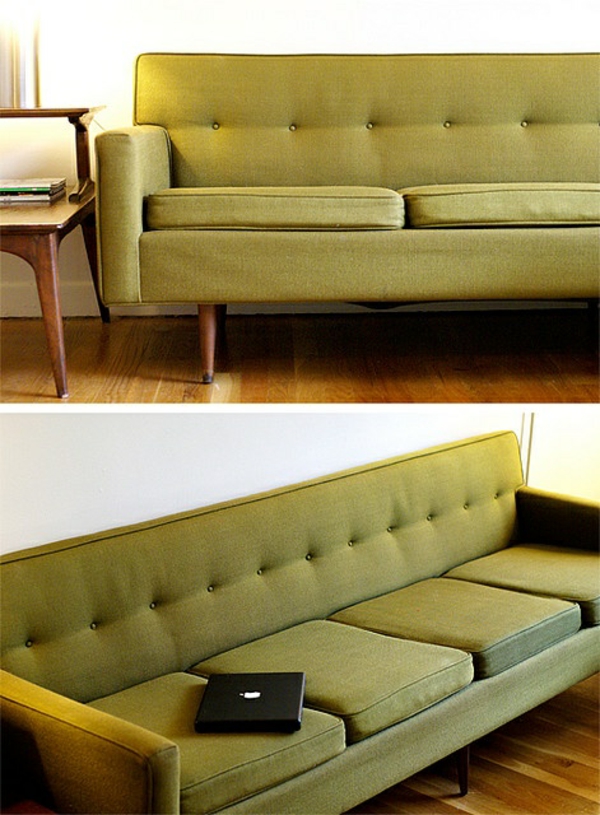 Žaliosios sofos ištraukite sėdynę