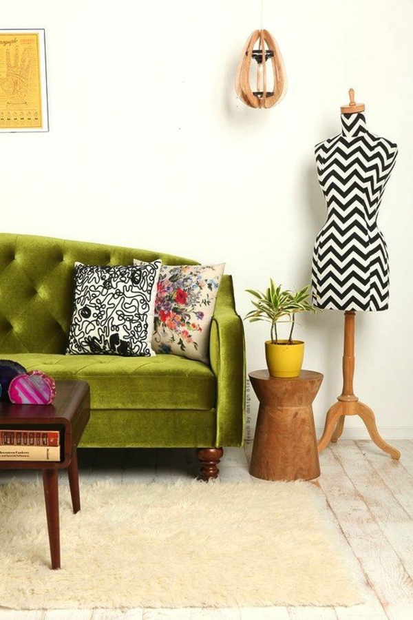 绿色chavron图案沙发女士装饰
