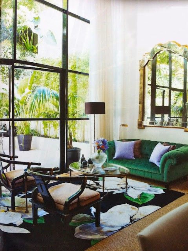 Grønne design sofaer vindu miljø grønn