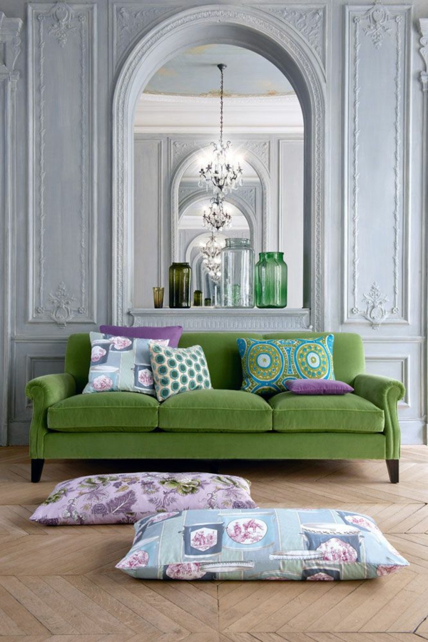 Žaliosios sofos trijų vietų pagalvėlės Rytų klasika