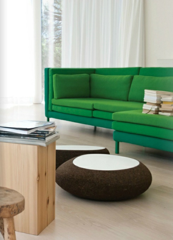 Žaliosios sofos ryškios spalvos apmušalai