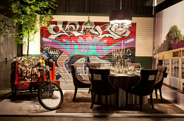 Graffiti Wall urban style Home dining table wood table