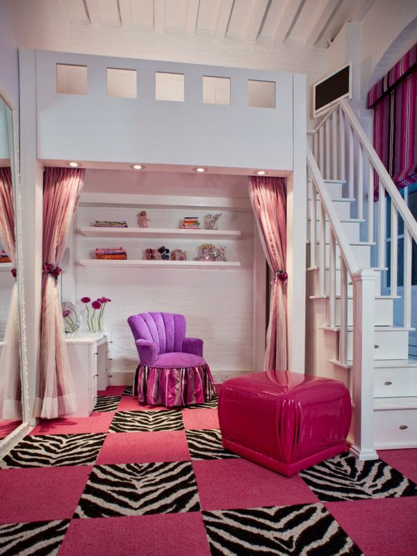 Loft cama nursery opulent girl rojo rosa