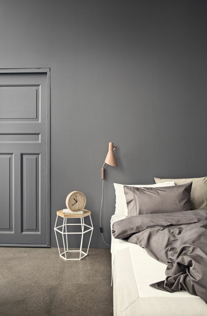 Ideer til kreativt vægdesign soveværelse væg maling grå