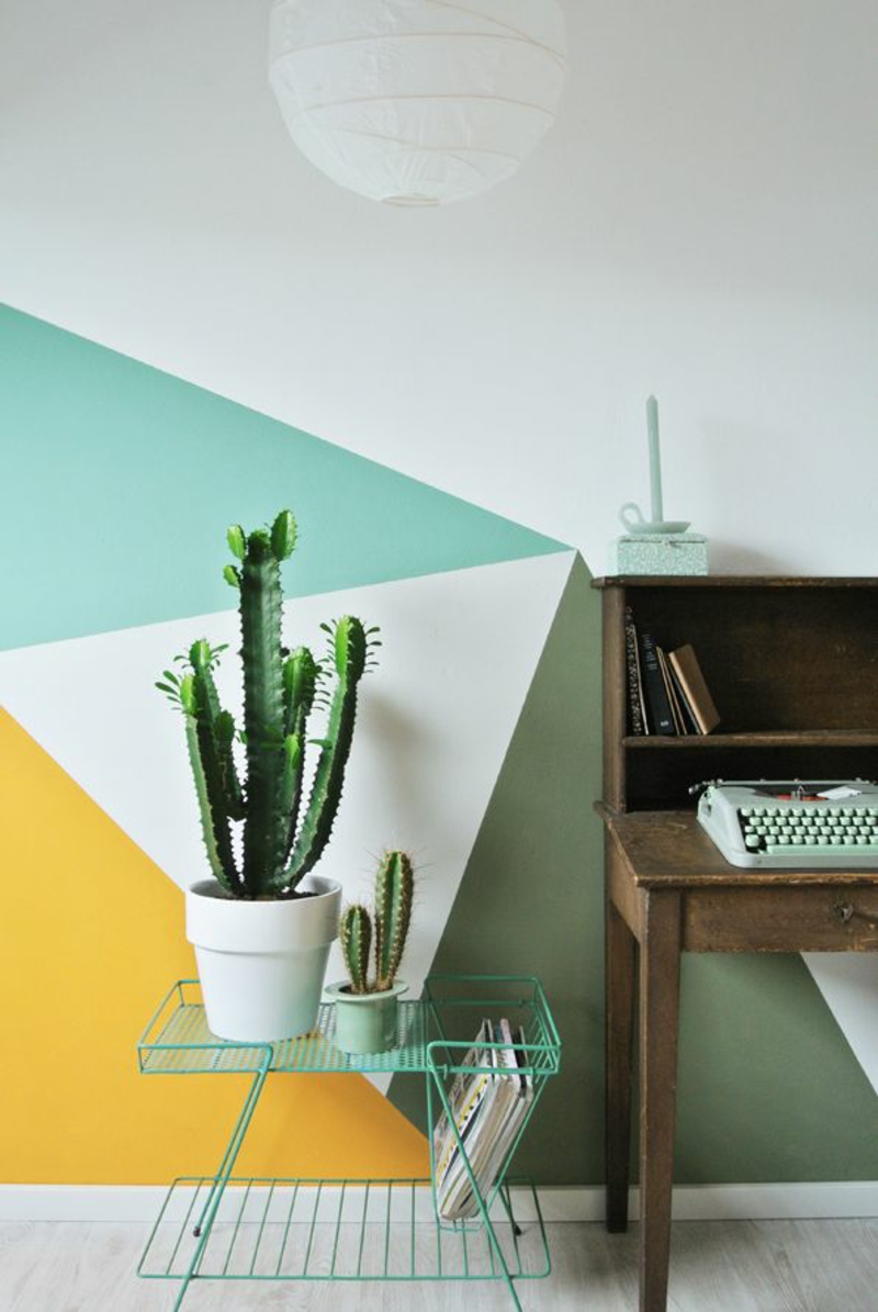 Nápady pro kreativní design stěn s barevnými kacatymi rostlinami