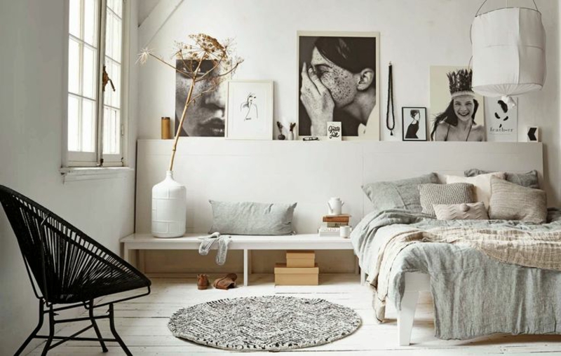 Ideeën voor moderne slaapkamer met muurontwerp