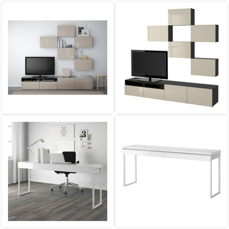 Ikea Besta meubels Ikea tv-meubels en een bureau