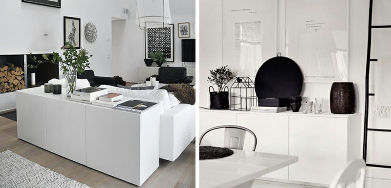 Ikea Besta-keuken met meubels en woonkamerinrichting