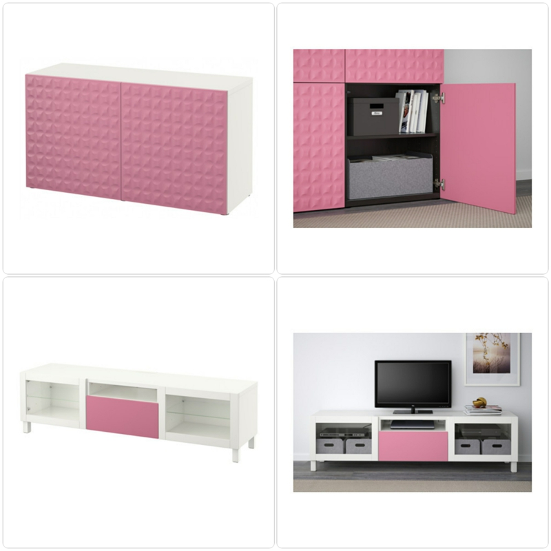 宜家贝斯塔橱柜粉红色宜家电视家具餐具柜
