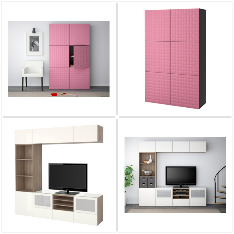 Ikea Besta Cabinet Pink Furniture Ikea TV Muebles de aparadores