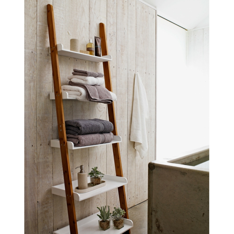 Ikea рафтове баня рафтове дървена стълба