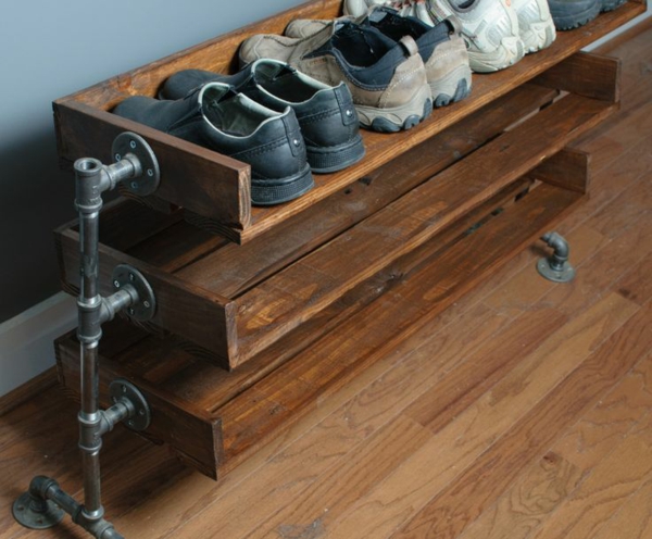 التصميم الصناعي أثاث الحذاء الرف الذاتي بناء أنابيب الخشب
