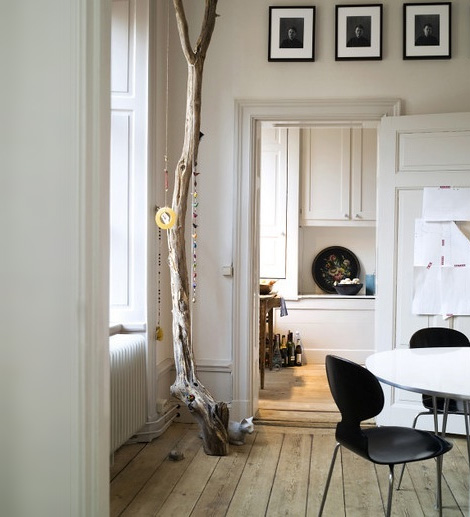 Interior decoration with branches Scandinavian design dining kitchen