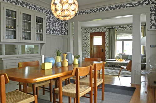 室内设计理念在工匠风格木桌椅餐厅