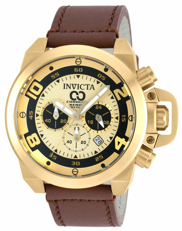 Invicta腕表皮革表带棕色好手表品牌