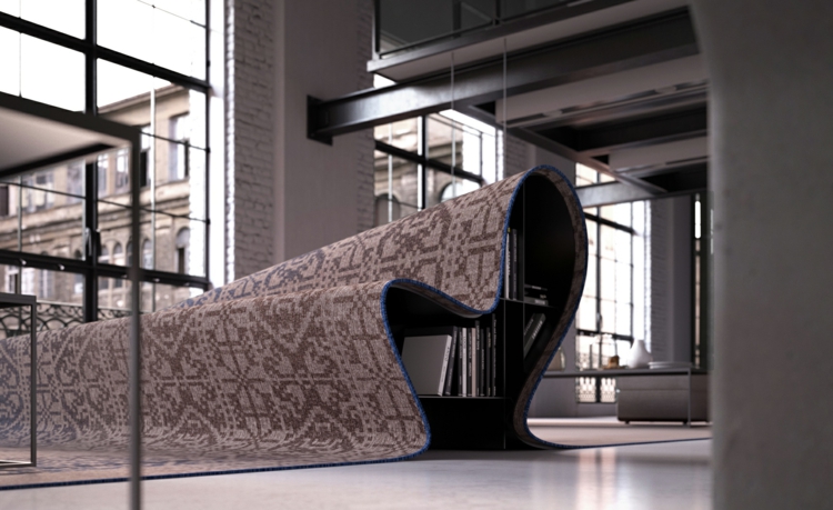 Τα Ιταλικά έπιπλα σχεδιαστής Alessandro Isola σκοντάφτουν σε βιβλία καναπέδων καναπέδων καναπέδων