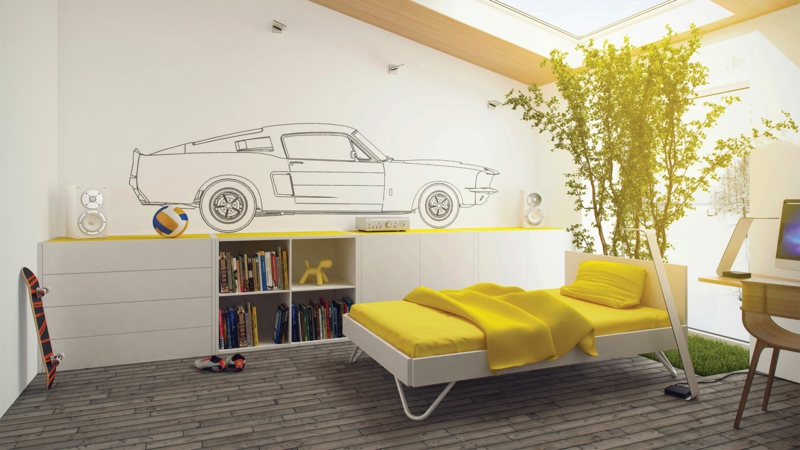 Jeugdkamer ideeën jeugdkamer meubels wanddecoratie auto