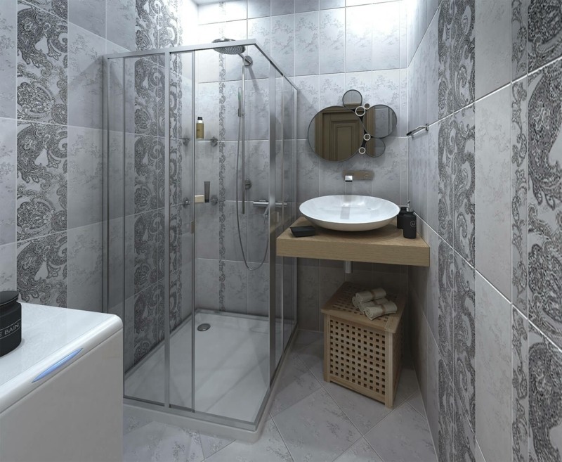 陶瓷砖与佩斯利图案装饰想法浴室瓷砖