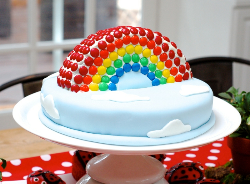 Kindertorte Birthday Cake Bilder Tortendeko Clouds Rainbow