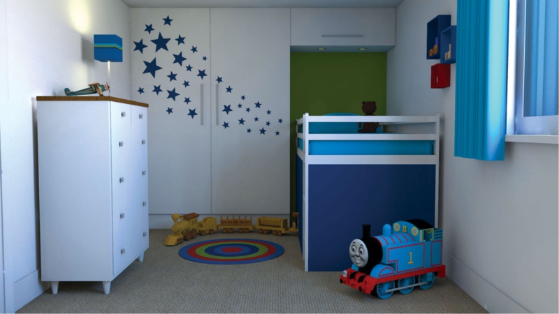غرفة الأطفال صبي الأطفال الأثاث دور علوي السرير الجدار الأزرق