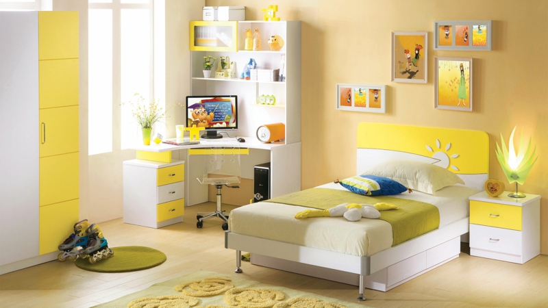 苗圃设计女孩房间黄色的颜色设计