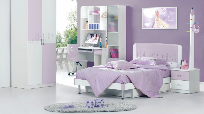苗圃女孩苗圃时尚紫色女孩的房间