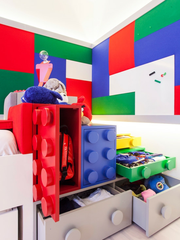 Chambre d'enfants LEGO style décoration des couleurs