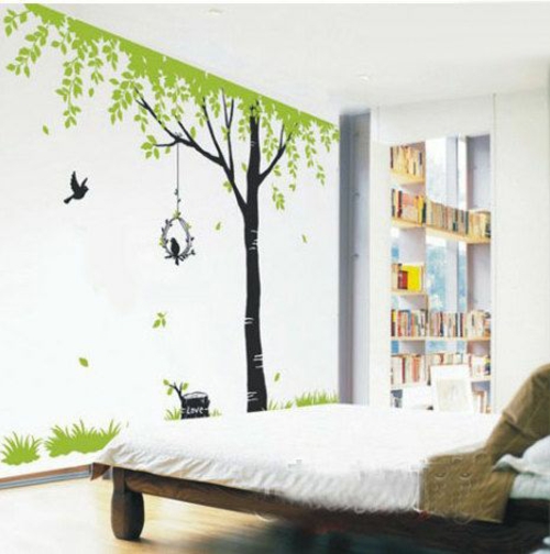 idee design tablă Pepinieră vopsea perete de design copac colorat