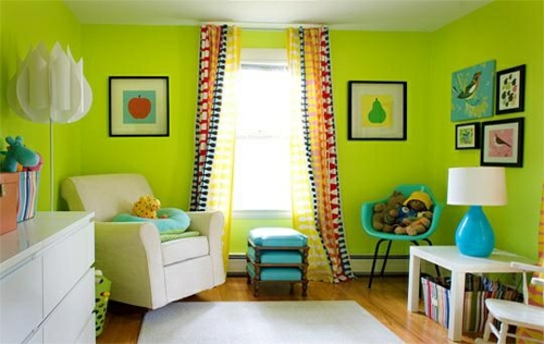 muurontwerp idee Nursery paint design panel kleurrijk groen