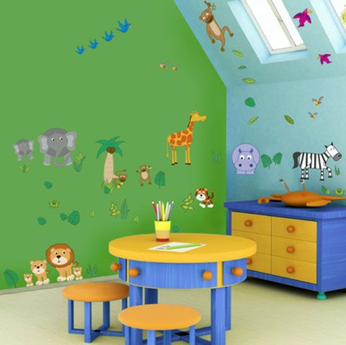 muur ontwerp idee ontwerp schoolbord kleurrijke schilderij kinderkamer