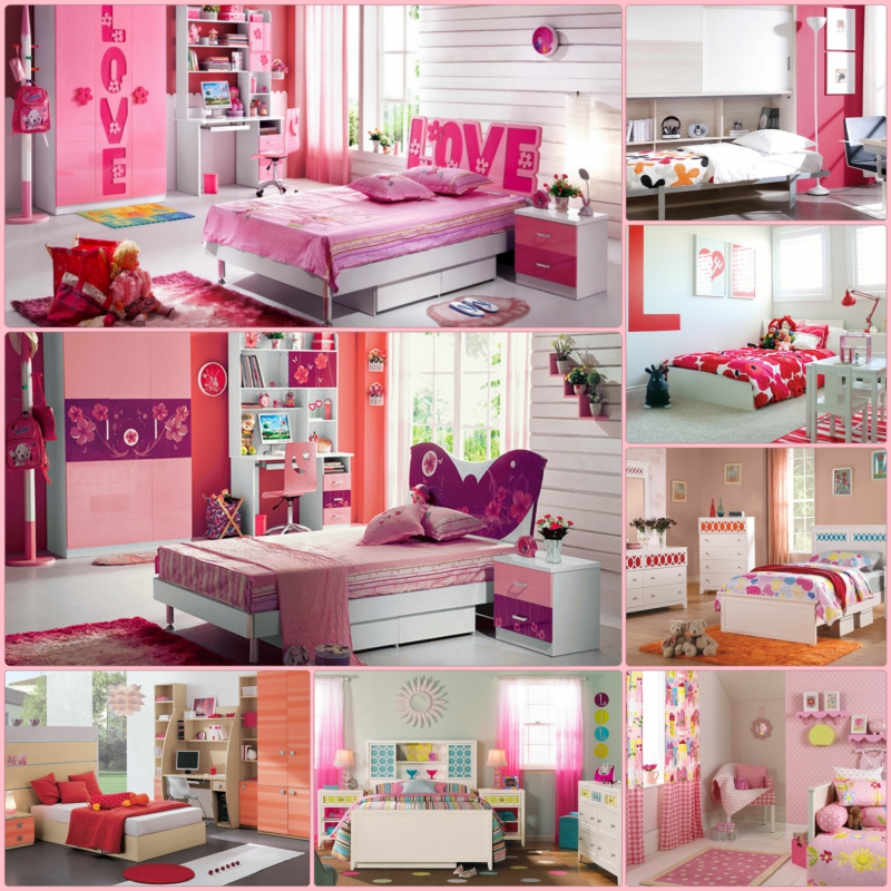 Diseño de cuarto de niños en las ideas de decoración de la habitación de niña rosa