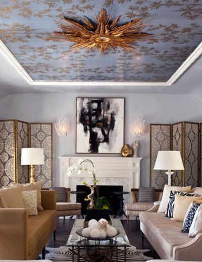 Plafond cheminée classique fantastique salon Golden