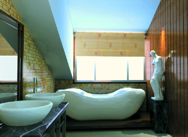 חדר אמבטיה קטן בצורת קיר יצירתי יצירתי פיסול בסגנון יוונית
