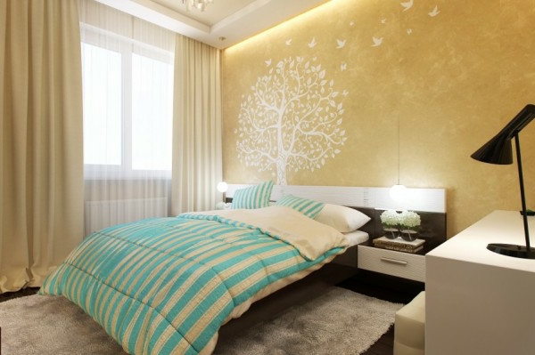 卧室现代时尚条纹绿松石床上用品