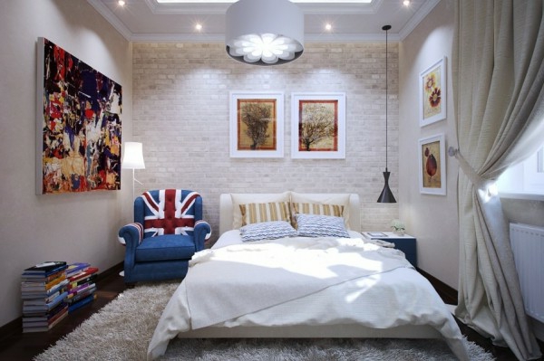 卧室现代时尚砖墙设计床上用品