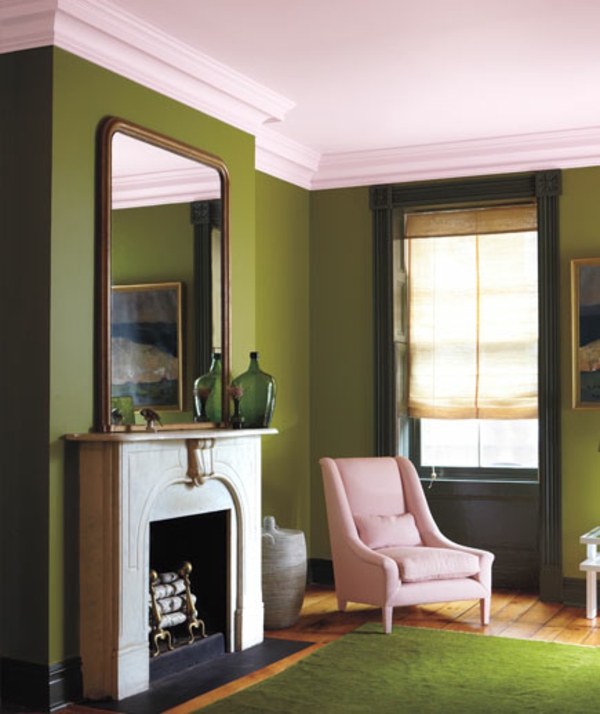 Combinaciones de colores de pared chimenea verde oliva